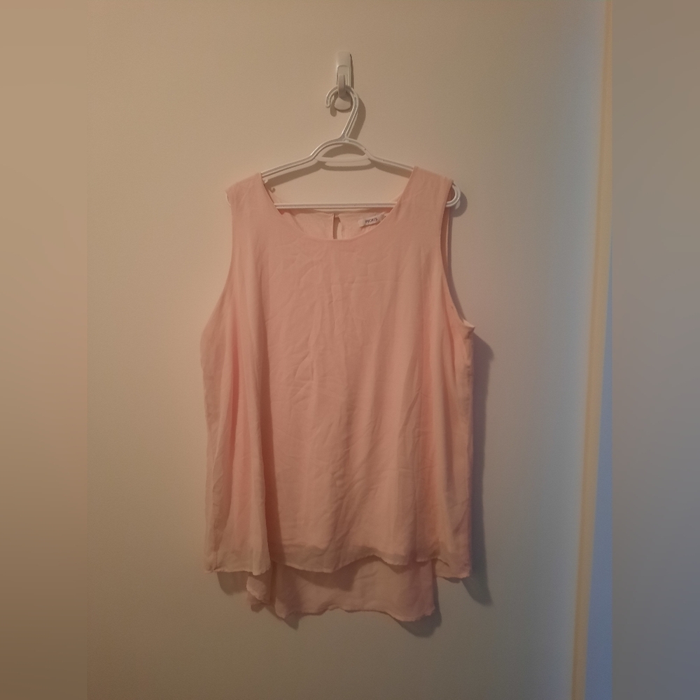 Pink Layered Sleeveless Blouse